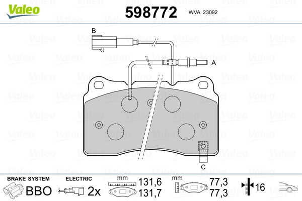 VALEO 598772 Brake Pad Set, disc brake