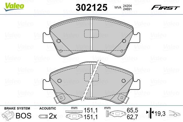Brake Pad Set, disc brake FIRST 302125