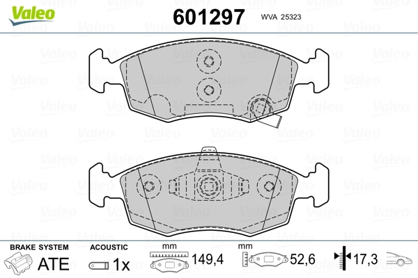 VALEO 601297 Brake Pad Set, disc brake
