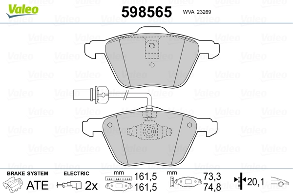 VALEO 598565 Brake Pad Set, disc brake
