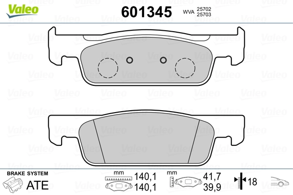 VALEO 601345 Brake Pad Set, disc brake