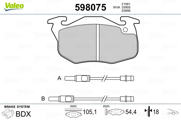 VALEO 598075 Brake Pad Set, disc brake