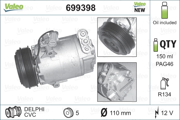 VALEO 699398 Compressor, air conditioning