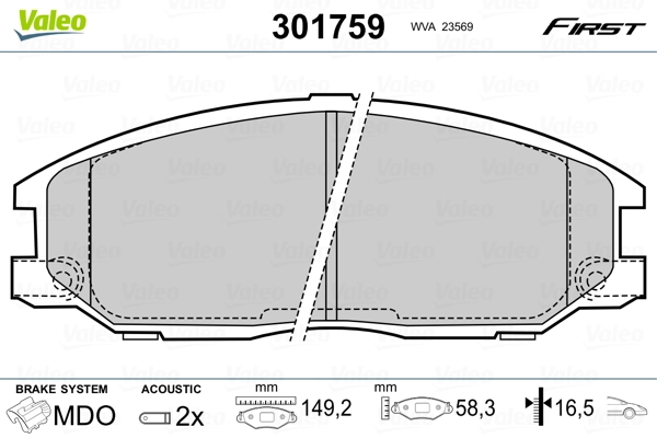 Brake Pad Set, disc brake FIRST 301759