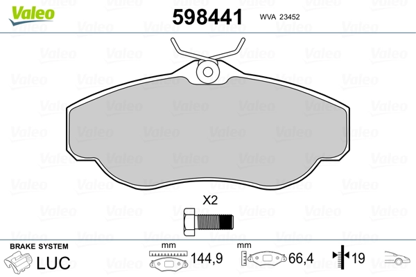 VALEO 598441 Brake Pad Set, disc brake