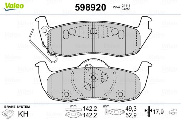 VALEO 598920 Brake Pad Set, disc brake