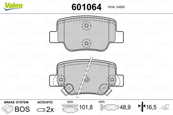 VALEO 601064 Brake Pad Set, disc brake