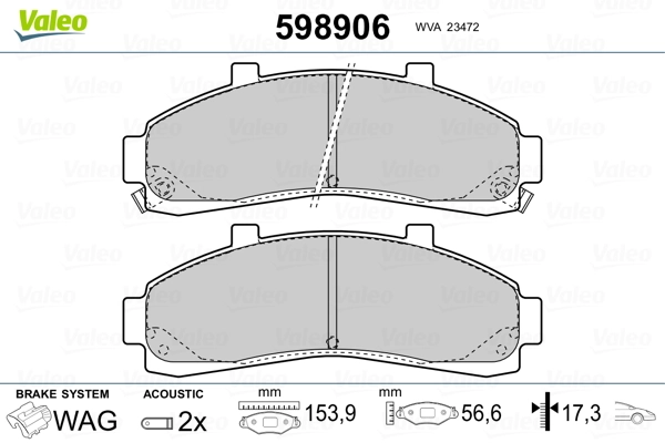 VALEO 598906 Brake Pad Set, disc brake