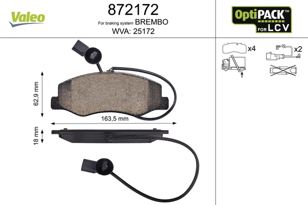 Brake Pad Set, disc brake OPTIPACK for LCV 872172