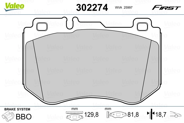 Brake Pad Set, disc brake FIRST 302274