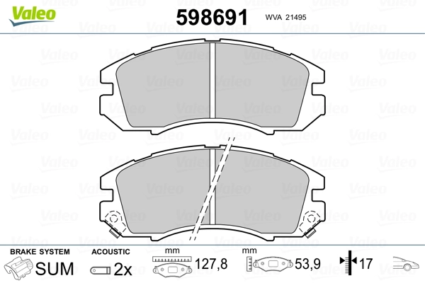 VALEO 598691 Brake Pad Set, disc brake