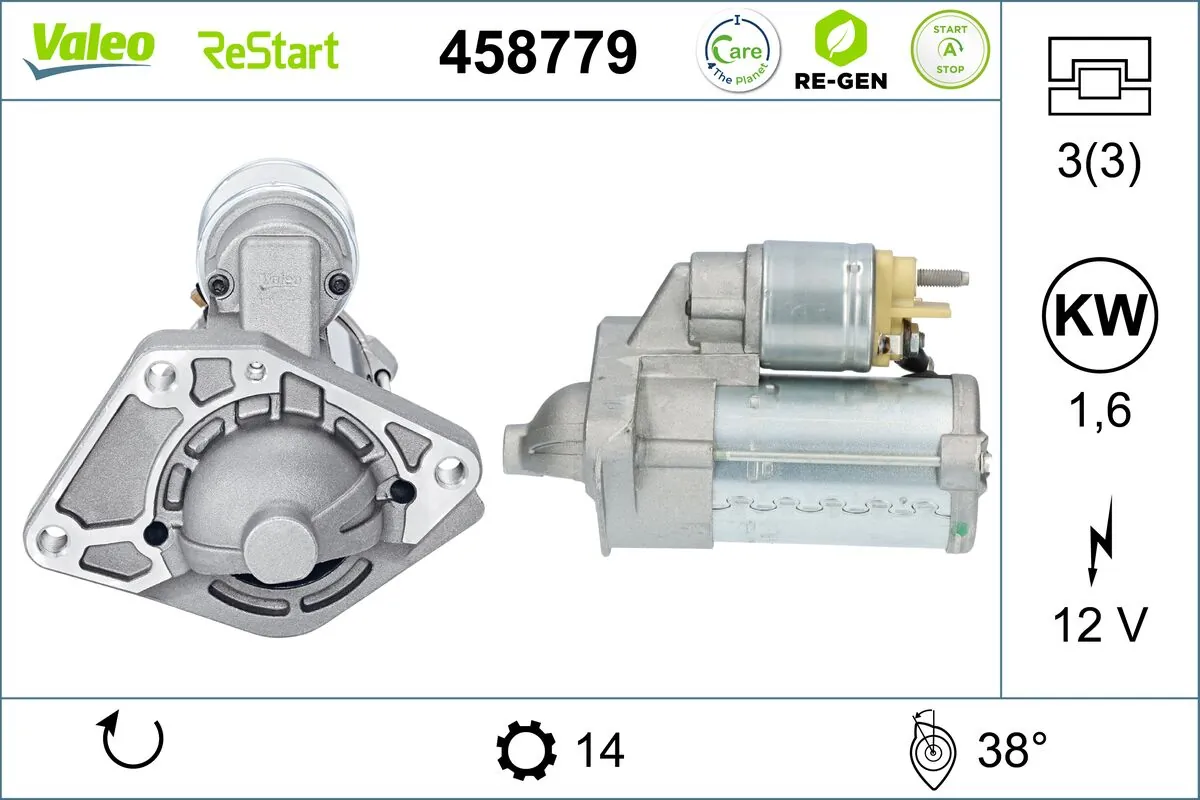 Starter VALEO RE-GEN REMANUFACTURED STOP&START 458779