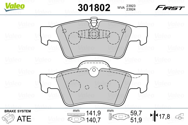 Brake Pad Set, disc brake FIRST 301802