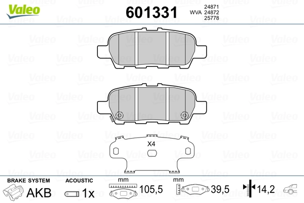 VALEO 601331 Brake Pad Set, disc brake