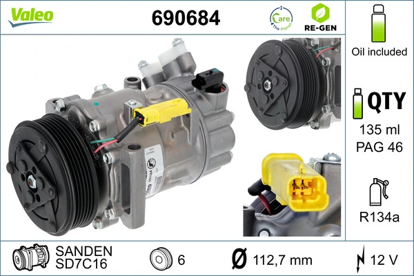 VALEO 690684 Compressor, air conditioning
