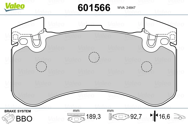 VALEO 601566 Brake Pad Set, disc brake