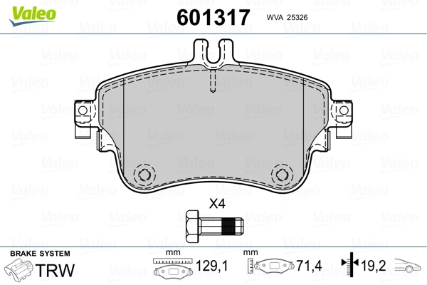 VALEO 601317 Brake Pad Set, disc brake