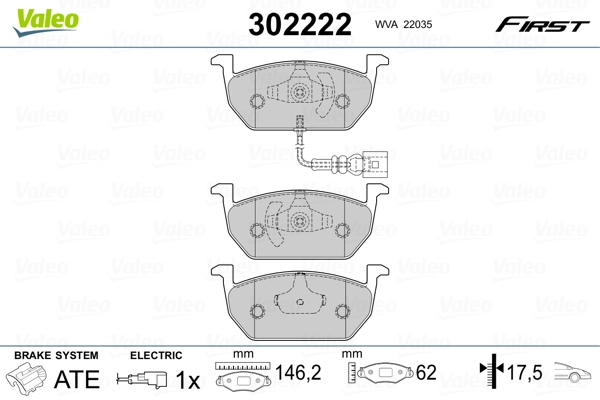 Brake Pad Set, disc brake FIRST 302222