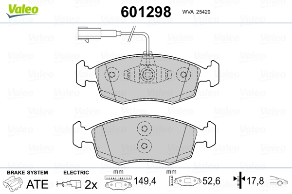 VALEO 601298 Brake Pad Set, disc brake