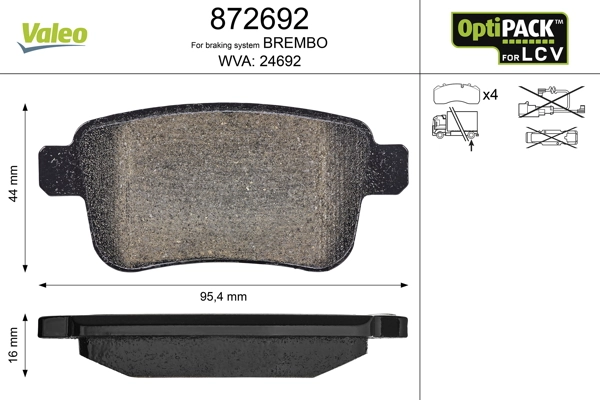 Brake Pad Set, disc brake OPTIPACK for LCV 872692