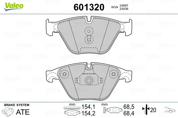 VALEO 601320 Brake Pad Set, disc brake
