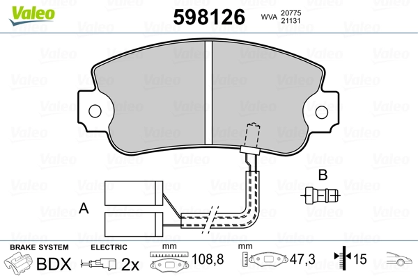 VALEO 598126 Brake Pad Set, disc brake