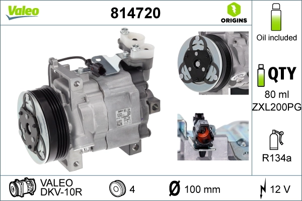 Compressor, air conditioning VALEO ORIGINS NEW OE TECHNOLOGY 814720