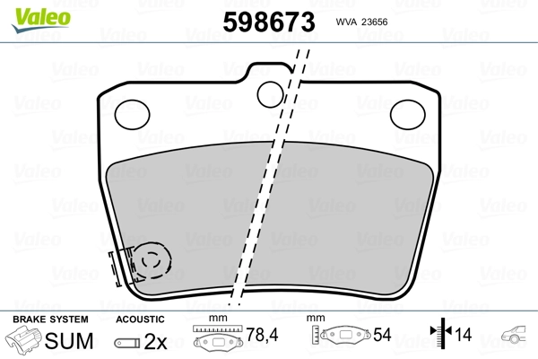 VALEO 598673 Brake Pad Set, disc brake