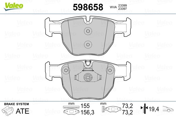 VALEO 598658 Brake Pad Set, disc brake