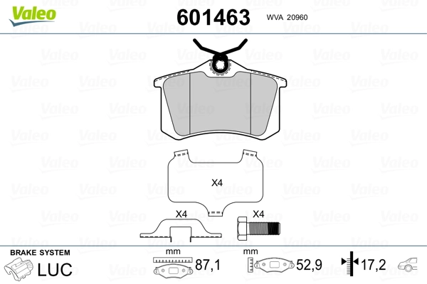 VALEO 601463 Brake Pad Set, disc brake
