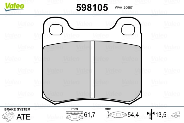 VALEO 598105 Brake Pad Set, disc brake