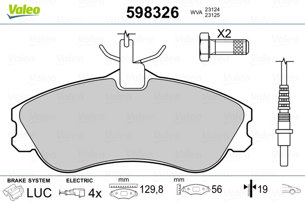 VALEO 598326 Brake Pad Set, disc brake