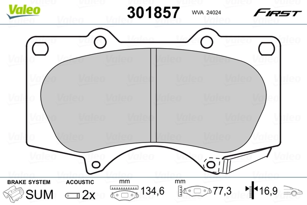 Brake Pad Set, disc brake FIRST 301857