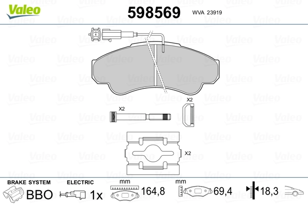 VALEO 598569 Brake Pad Set, disc brake
