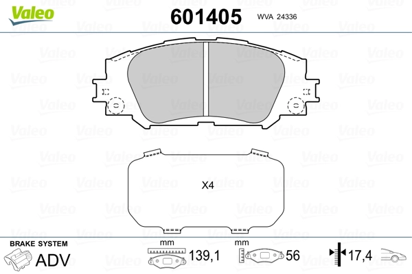 VALEO 601405 Brake Pad Set, disc brake