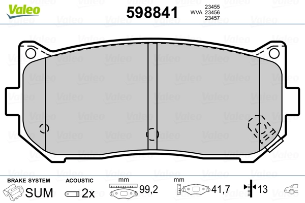 VALEO 598841 Brake Pad Set, disc brake