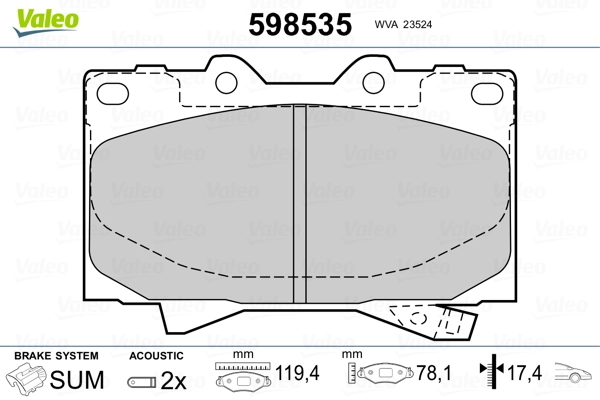 VALEO 598535 Brake Pad Set, disc brake