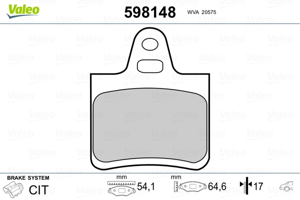 VALEO 598148 Brake Pad Set, disc brake