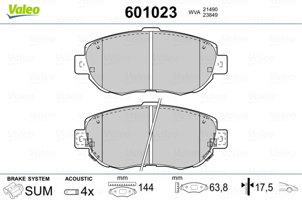 VALEO 601023 Brake Pad Set, disc brake