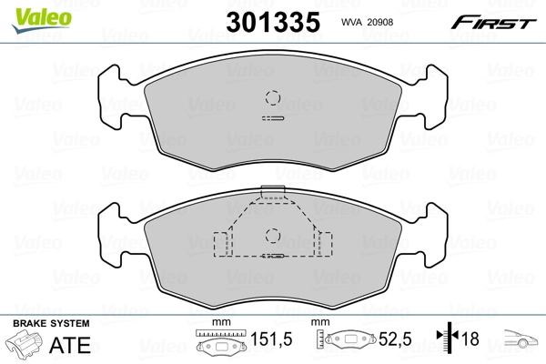 VALEO 301335 Brake Pad Set, disc brake