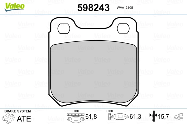 VALEO 598243 Brake Pad Set, disc brake