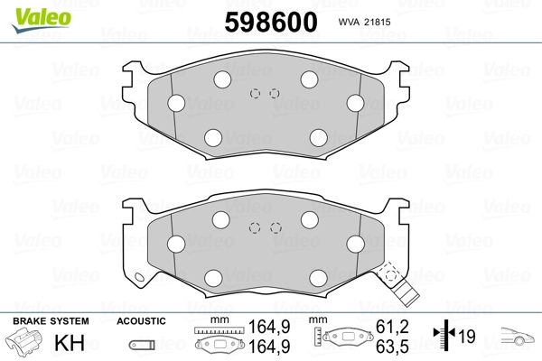 VALEO 598600 Brake Pad Set, disc brake