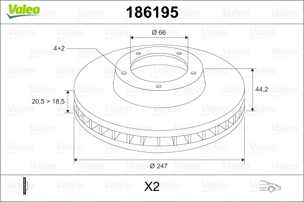 VALEO 186195 Brake Disc