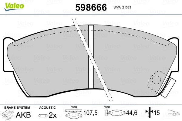 VALEO 598666 Brake Pad Set, disc brake