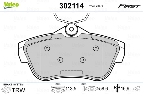 Brake Pad Set, disc brake FIRST 302114