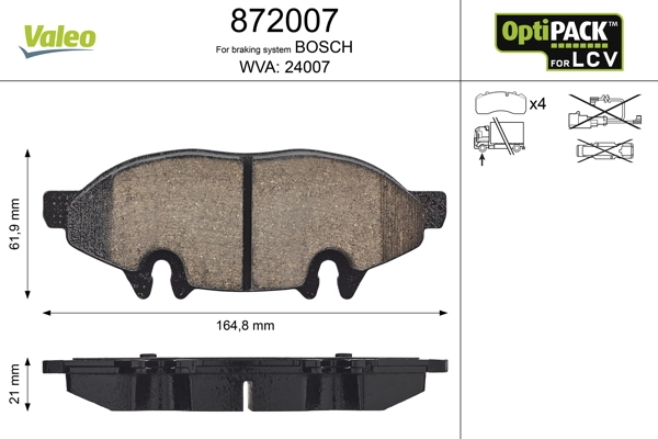VALEO 872007 Brake Pad Set, disc brake
