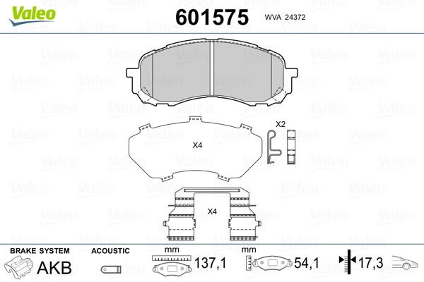 VALEO 601575 Brake Pad Set, disc brake