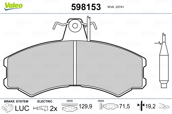 VALEO 598153 Brake Pad Set, disc brake
