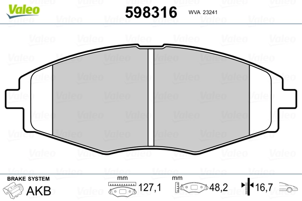VALEO 598316 Brake Pad Set, disc brake