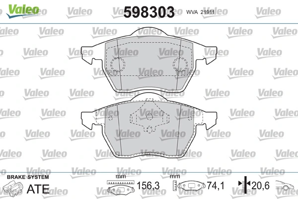VALEO 598303 Brake Pad Set, disc brake